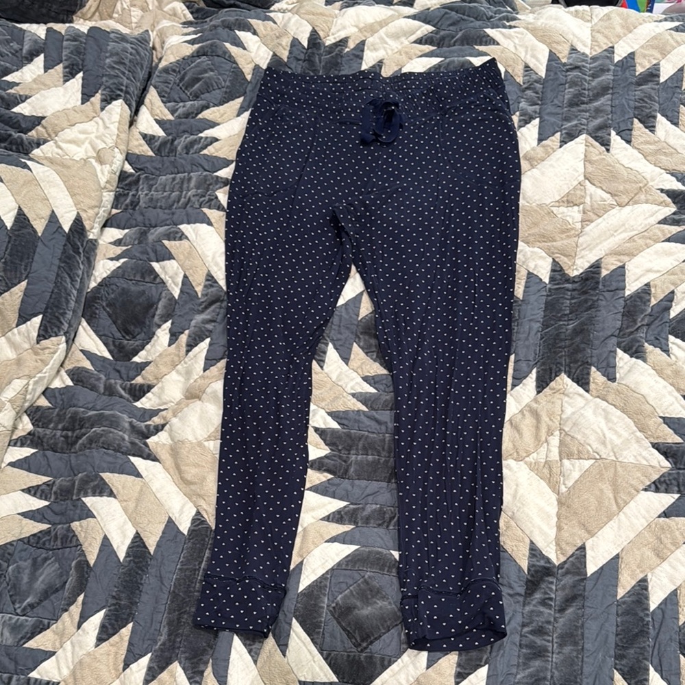 GAP MATERNITY Pajama Pants Blue with White Hearts